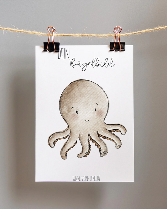 Bügelbild groß Krake