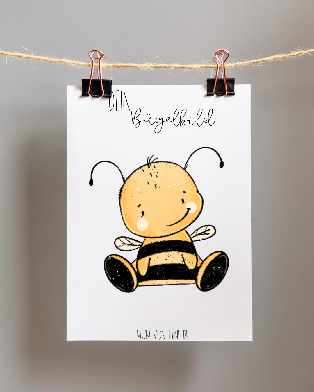 Bügelbild groß Bee Happy ohne Blumen