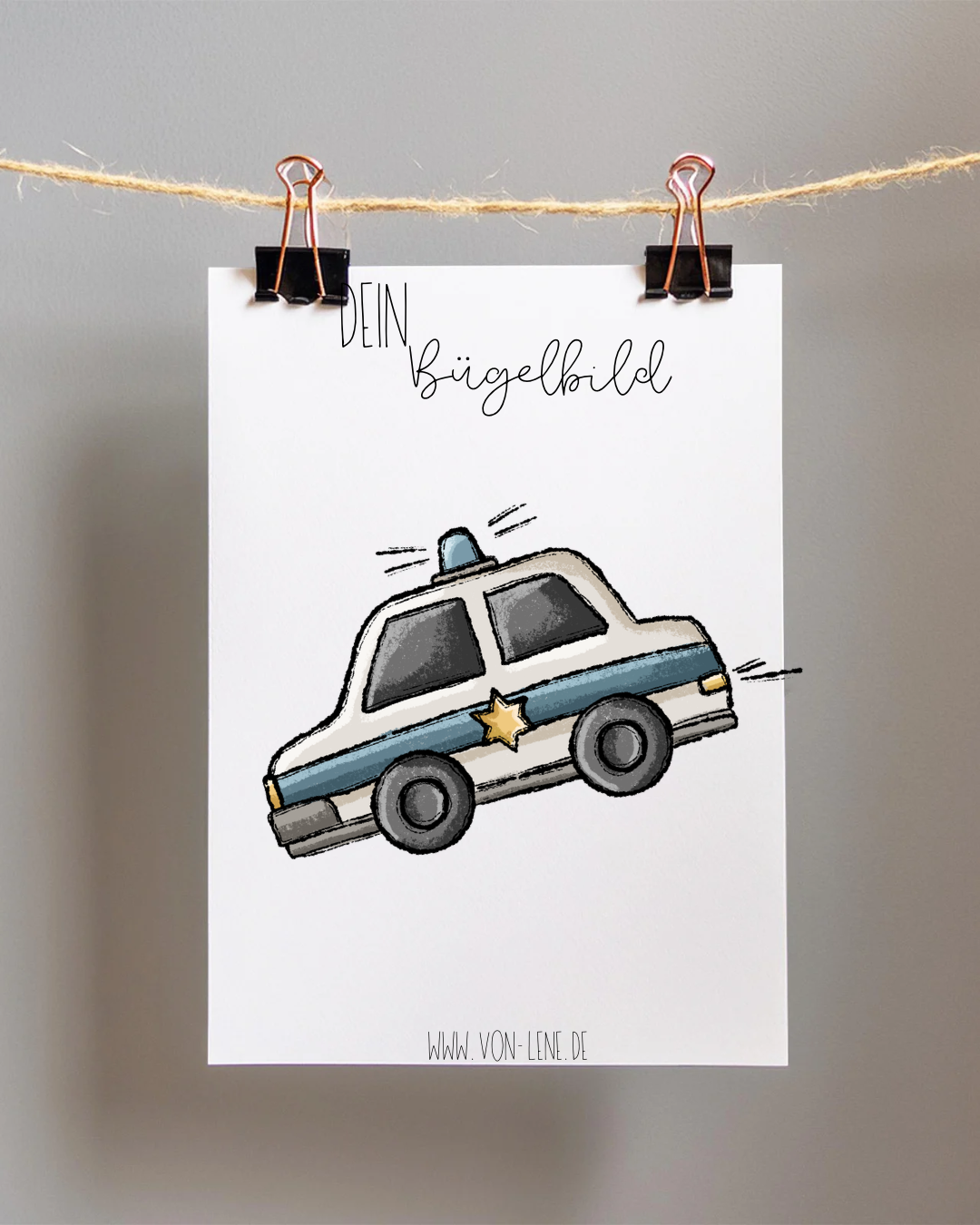 Bügelbild groß Polizeiauto