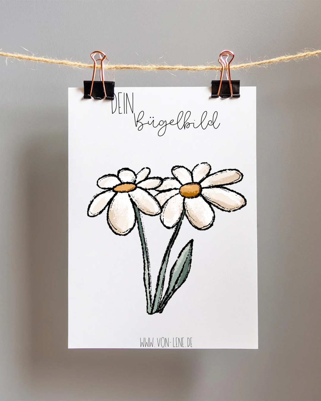 Bügelbild groß Wiesenhase Blume