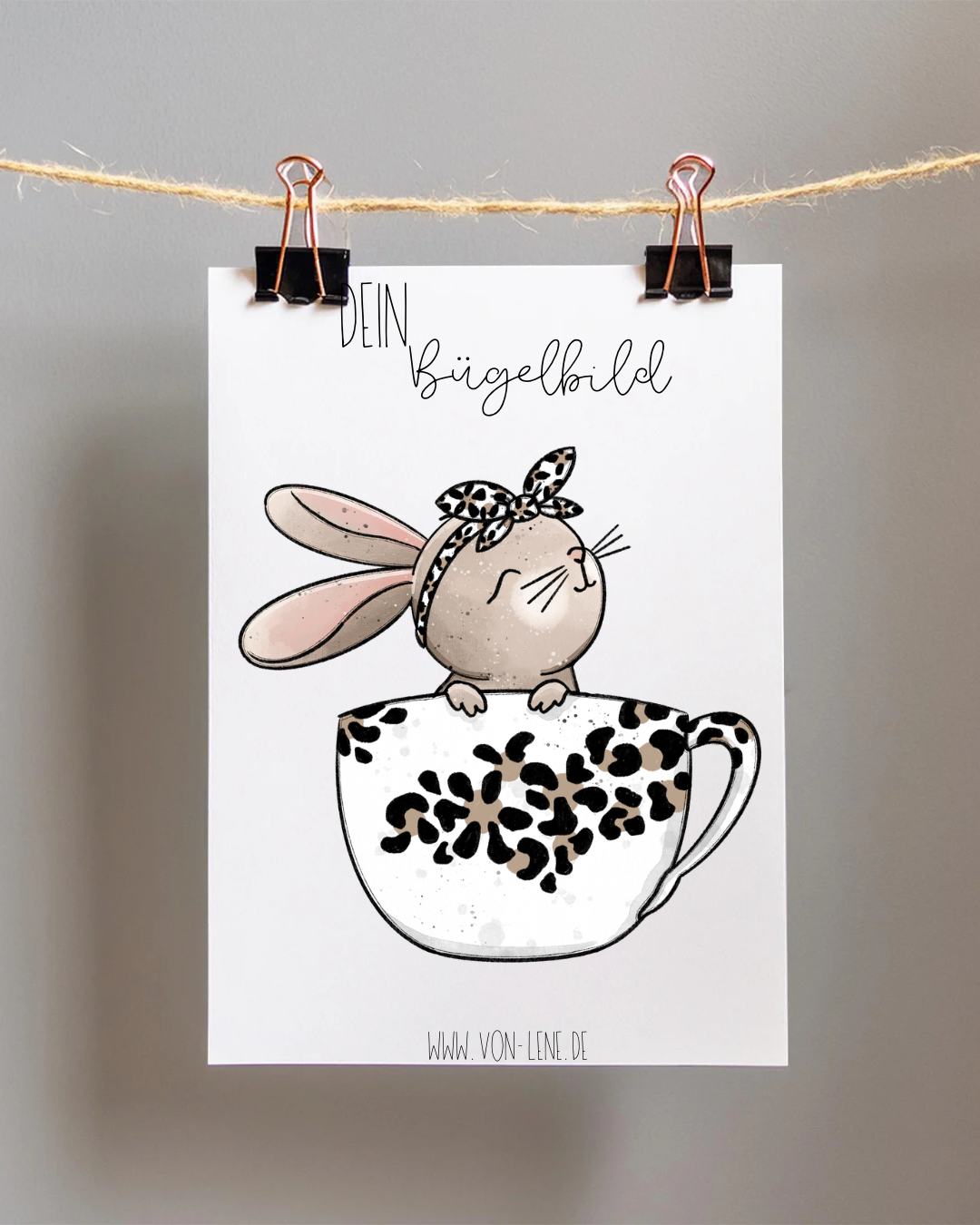 Bügelbild groß Tassenhase Leo