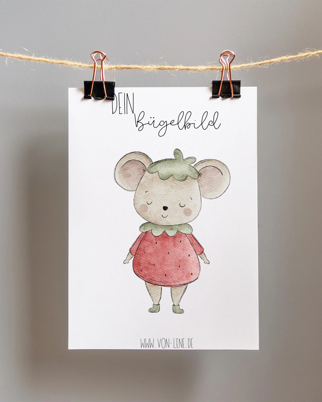 Bügelbild groß Erdbeermaus