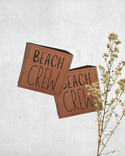 „Beach Crew“ Spruch Label