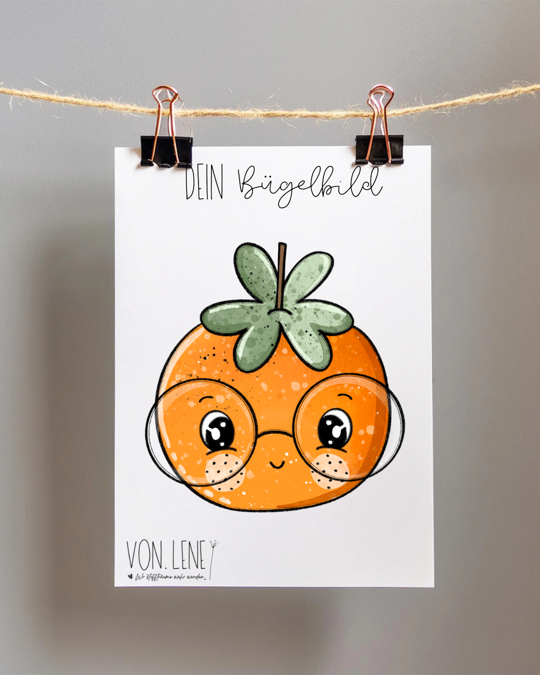 Bügelbild Mandarine mit Brille