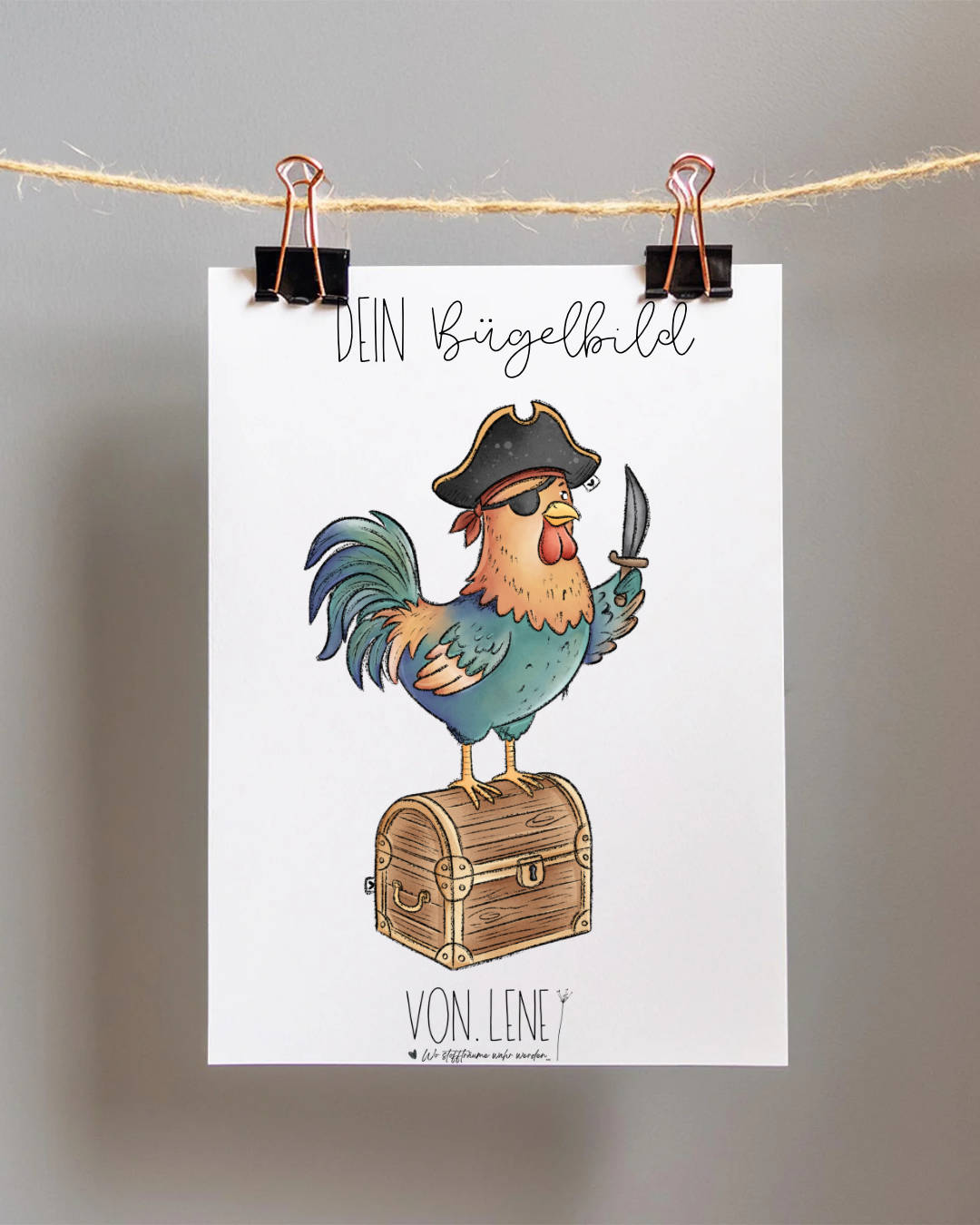 Bügelbild Huhn Schatzschützer