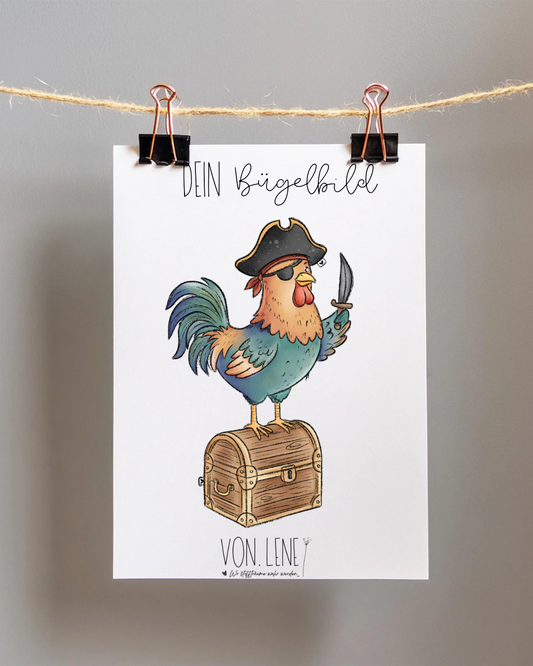 Bügelbild Huhn Schatzschützer