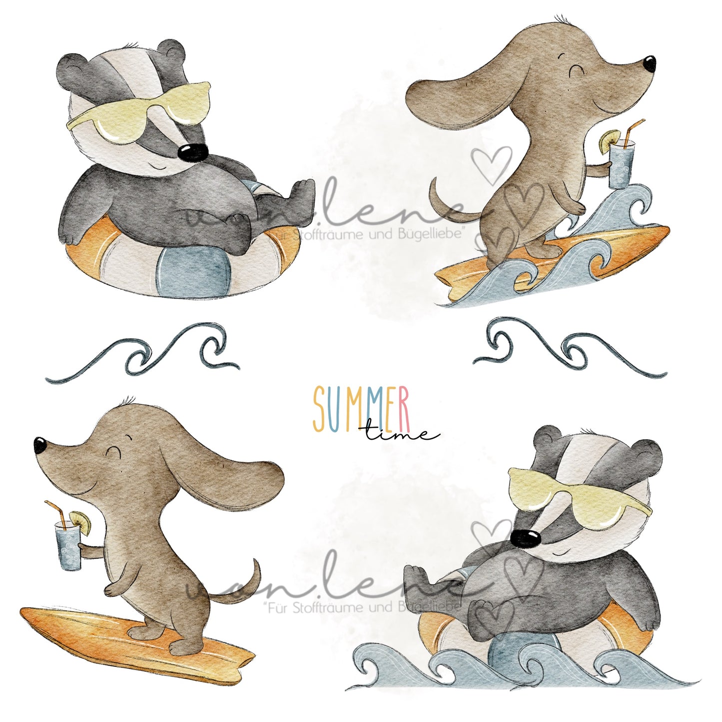 Schwimmdachs Design Digital inkl. PNG Datei